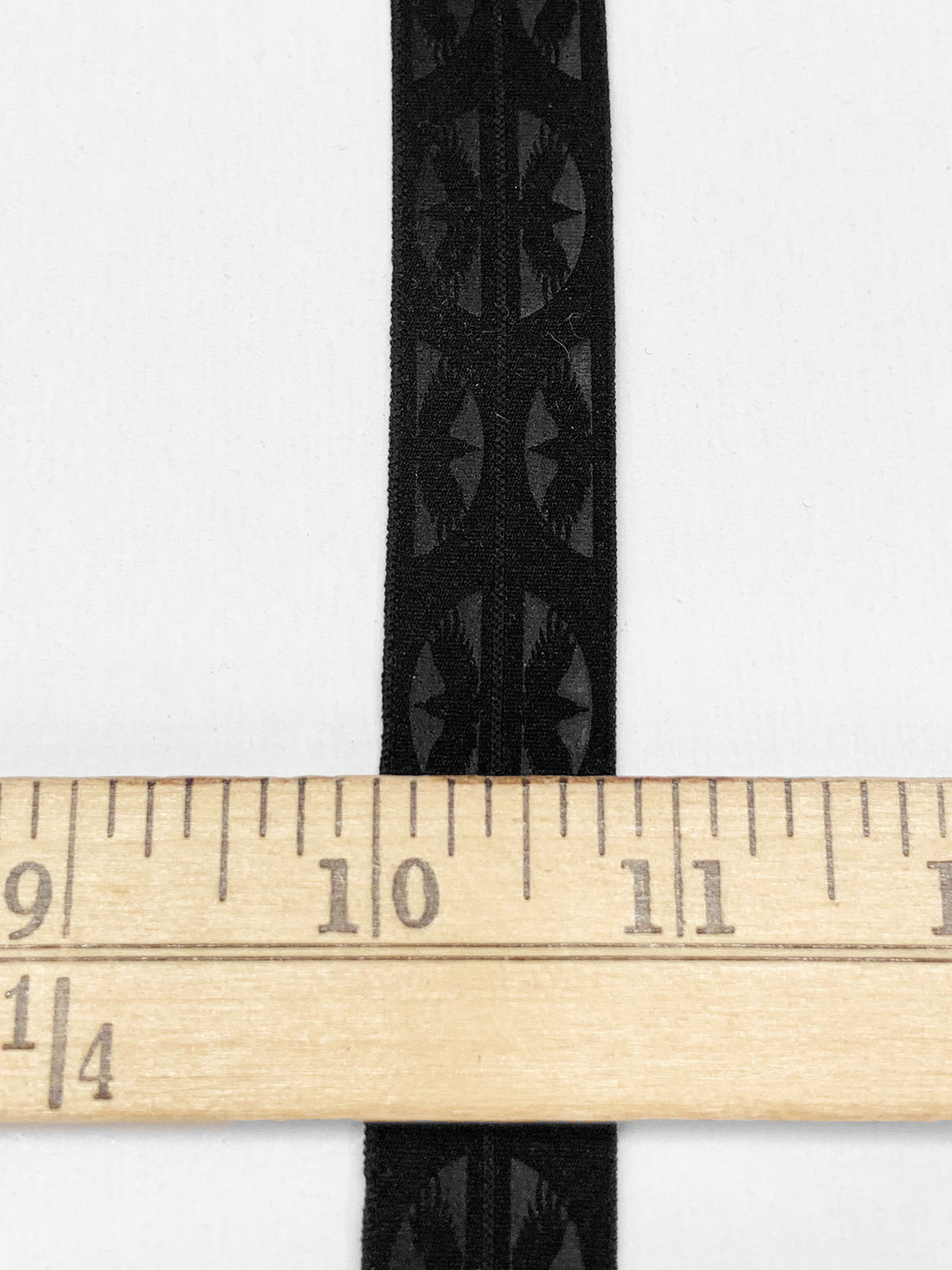 3/4" Black Branded Medallion Fold-Over Elastic - Corbeaux Clothing