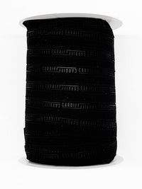SOLD BY THE SPOOL - 3/4" Black Branded Text Fold-Over Elastic - Corbeaux Clothing