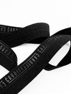 3/4" Black Branded Text Fold-Over Elastic - Corbeaux Clothing