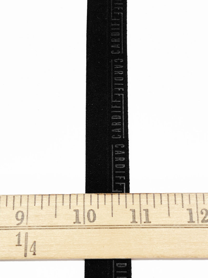 3/4" Black Branded Text Fold-Over Elastic - Corbeaux Clothing
