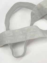 3/4" Light Gray Branded Medallion Fold-Over Elastic - Corbeaux Clothing