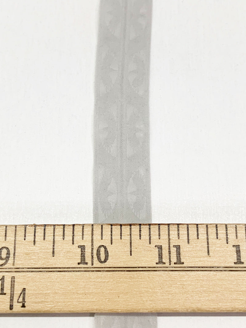 3/4" Light Gray Branded Medallion Fold-Over Elastic - Corbeaux Clothing