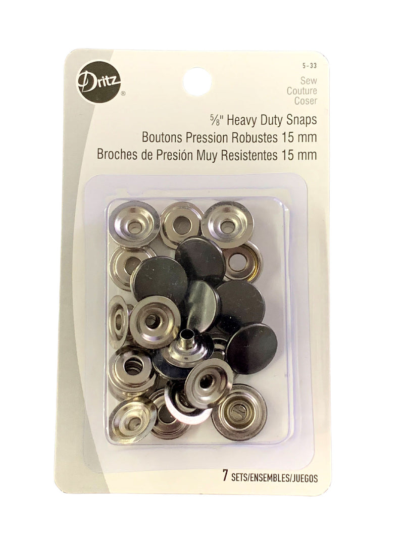 Dritz 5/8" Heavy Duty Snaps - Gunmetal - 7 Sets
