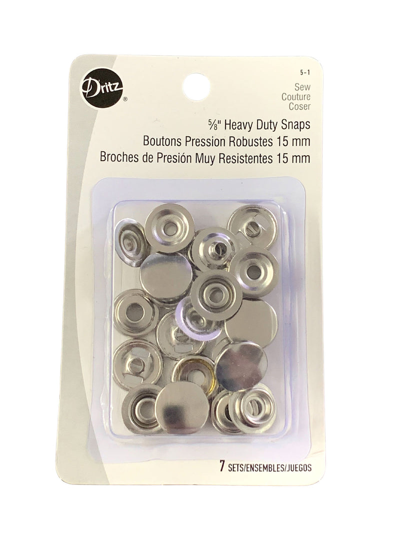 Dritz 5/8" Heavy Duty Snaps - Nickel - 7 Sets