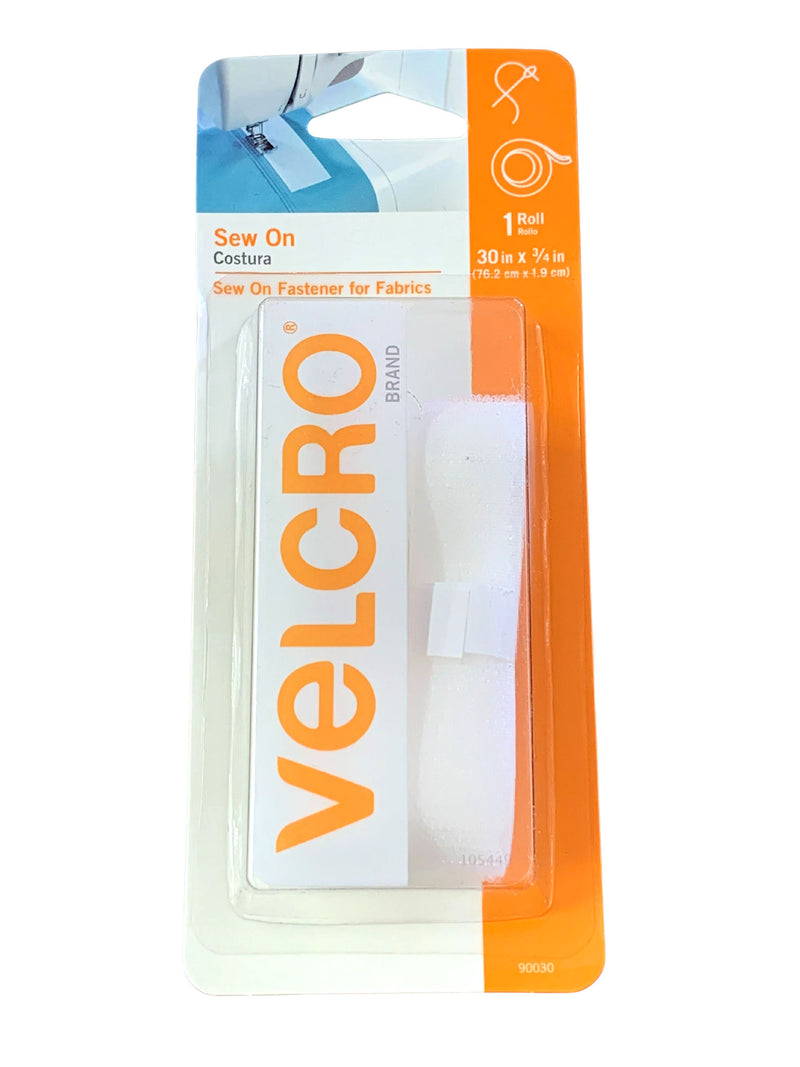 Velcro Brand Sew On Fabric Tape - White - 30in x 3/4in