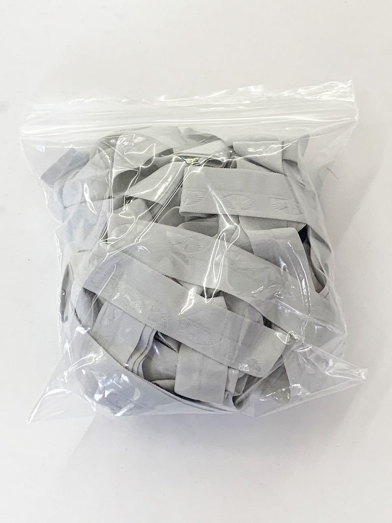 10 Yard Soft Gray Branded Medallion Fold-Over Elastic