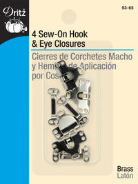 Dritz 4 Sew-On Hook & Eye Closures