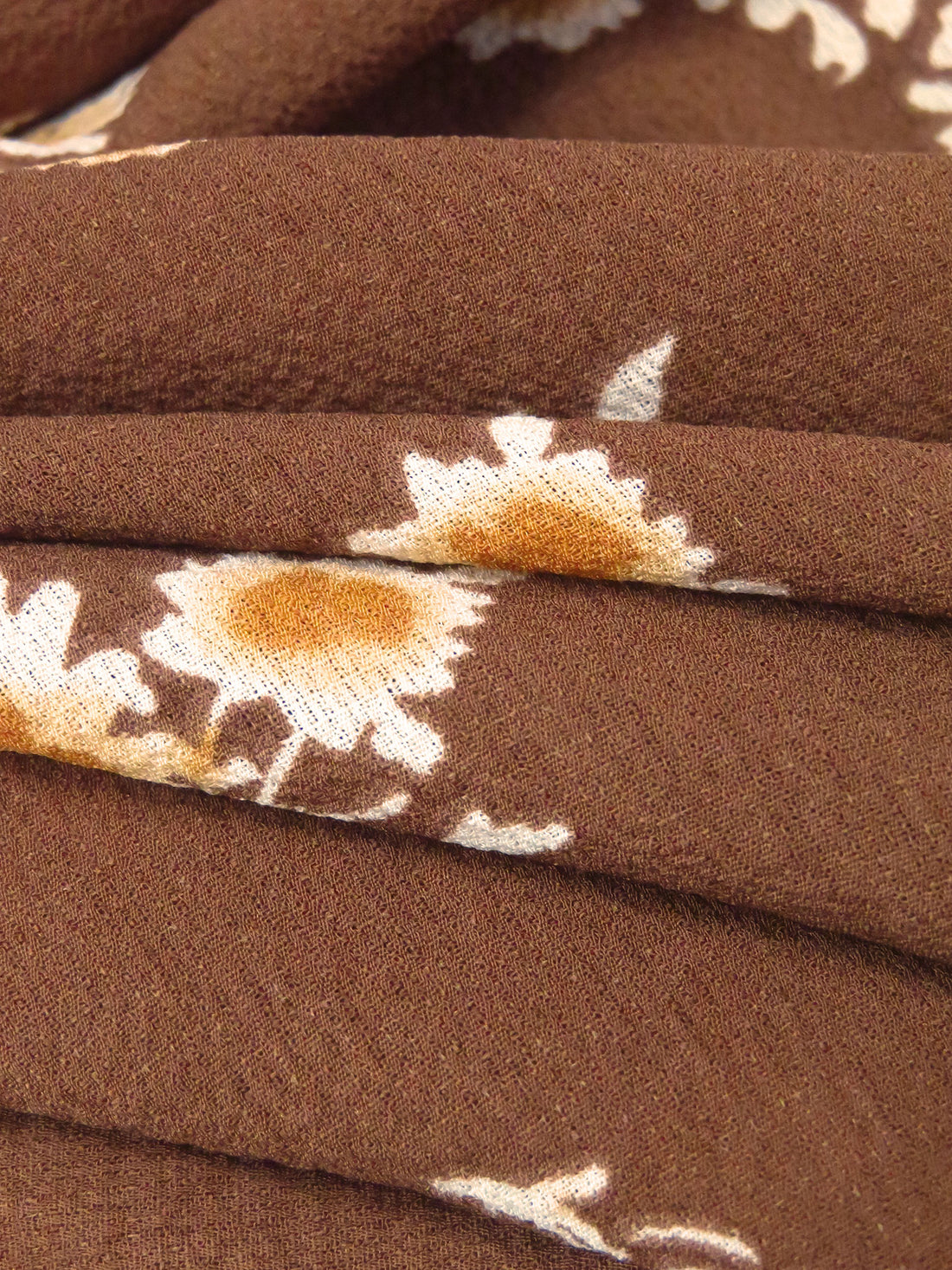 Aloeswood/Off-White/Bronze 100% Polyester Floral Cluster Print Bubble Crepe 58W
