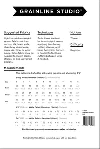 Grainline Studio Patterns - Scout Tee - Sizes 0-18