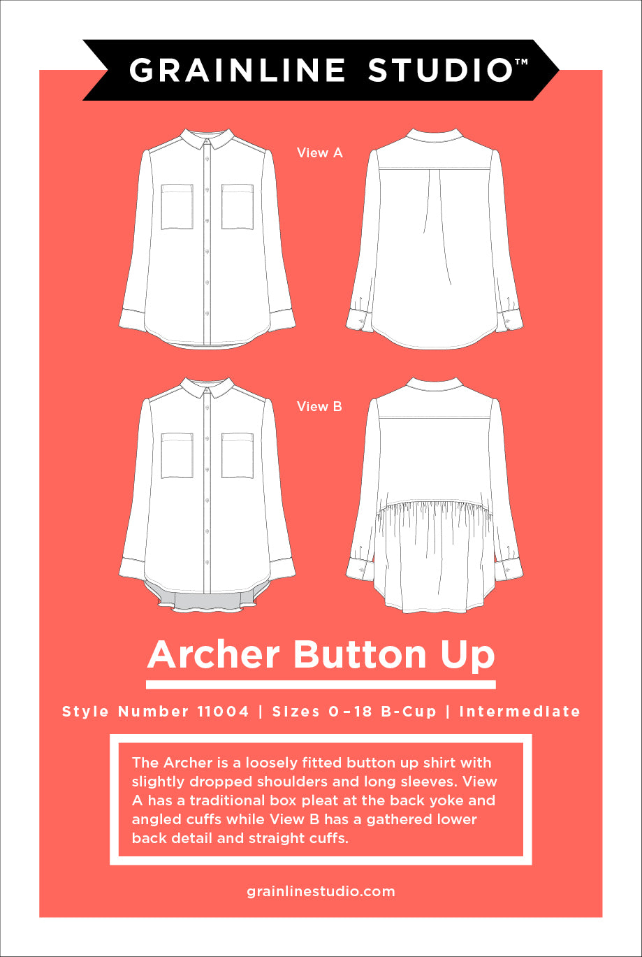 Grainline Studio Patterns - Archer Button Up - Sizes 0-18