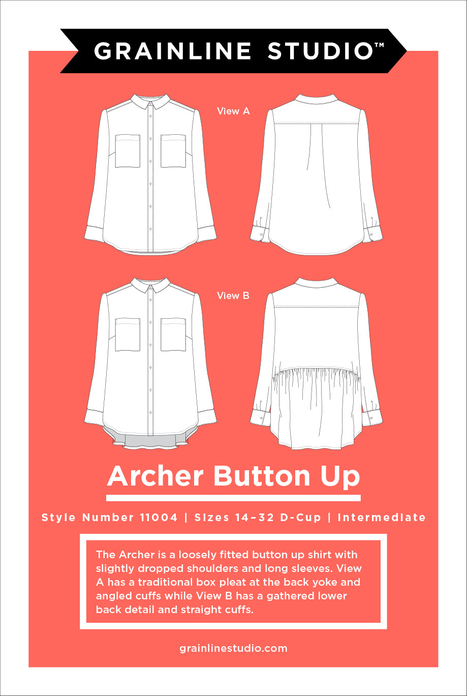 Grainline Studio Patterns - Archer Button Up - Sizes 14-32
