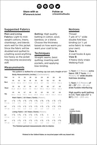 Grainline Studio Patterns - Tamarack Jacket - Sizes 14-30
