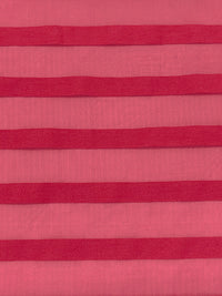 Cerise Cotton/Nylon Horizontal Burnout Stripe Organza 58W