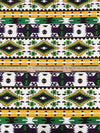 Royal Purple/Marigold/Kelly Green/Multi 100% Cotton Horizontal Southwestern Stripe Print Twill - NY Designer - 54W