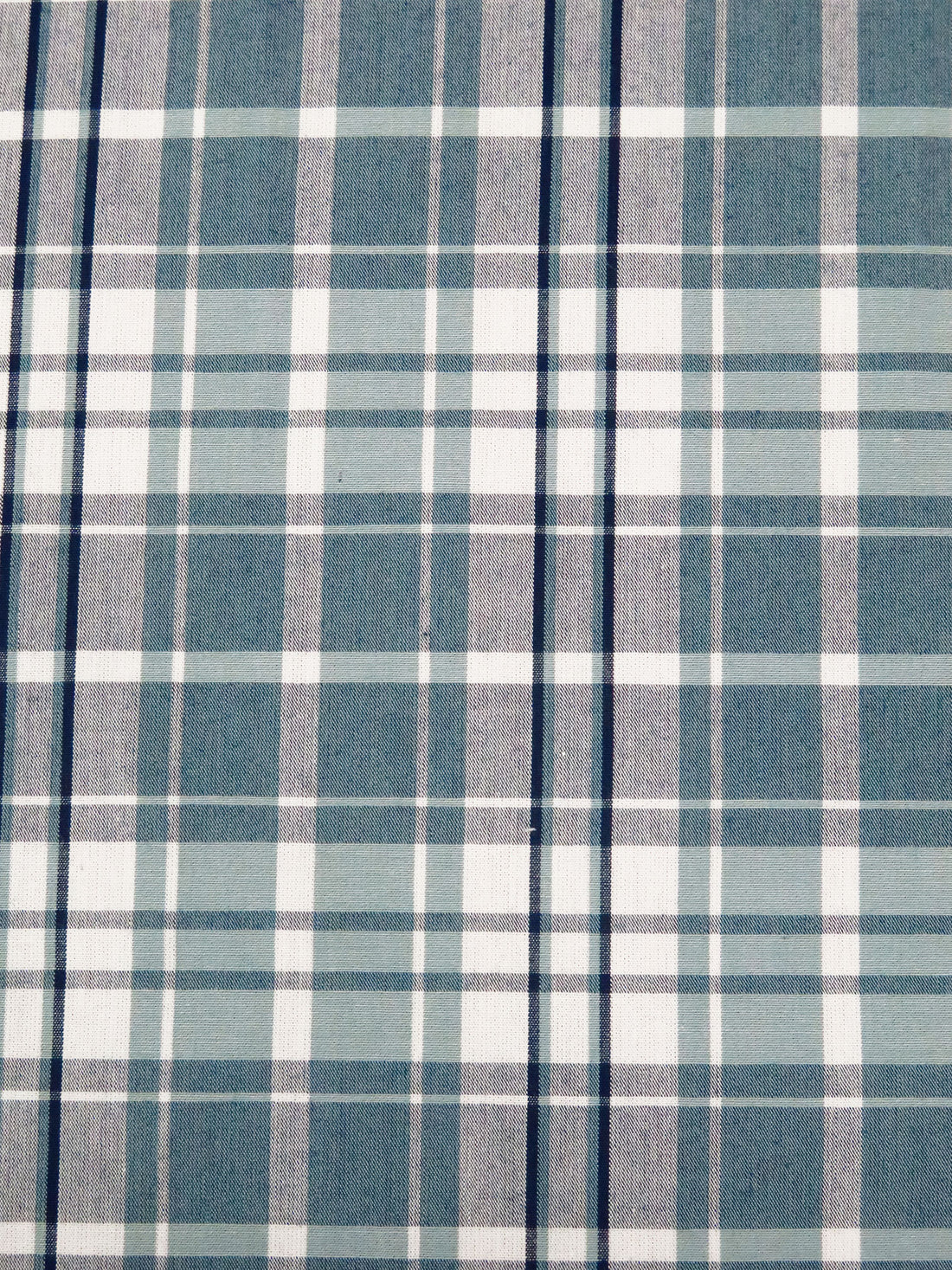 Pewter Blue/Midnight Aqua/White 100% Cotton Plaid Weave Shirting - Robert Kaufman - 58W