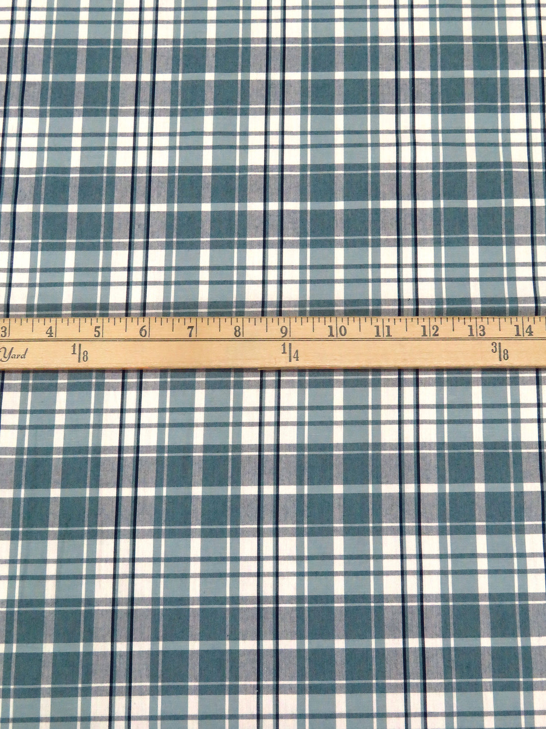 Pewter Blue/Midnight Aqua/White 100% Cotton Plaid Weave Shirting - Robert Kaufman - 58W