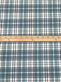 Pewter Blue/Midnight Aqua/White 100% Cotton Plaid Weave Shirting - Robert Kaufman - 58W