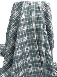 Pewter Blue/Midnight Aqua/White 100% Cotton Plaid Weave Shirting - Robert Kaufman - 58W