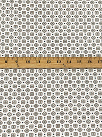 White/Pale Sky/Steel Blue Cotton/Lycra Mini Medallion Print Stretch Canvas Suiting - NY Designer - 48W