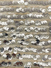 Soft Sandalwood/Silver 100% Nylon Horizontal Flip Sequins On Mesh Knit - LA Designer - 52W