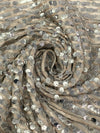 Soft Sandalwood/Silver 100% Nylon Horizontal Flip Sequins On Mesh Knit - LA Designer - 52W