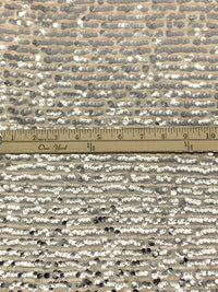 Soft Sandalwood/Silver 100% Nylon Horizontal Flip Sequins On Mesh Knit - LA Designer - 52W