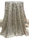 Soft Sandalwood/Silver 100% Nylon Horizontal Flip Sequins On Mesh Knit - LA Designer - 52W