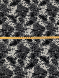 Black/Quartz/Palest Gray 100% Rayon Grunge Print Challis 56W