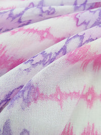 Hot Bubblegum/Lilac/White 100% Polyester Tie-Dye Look Stripe Print Georgette 58W