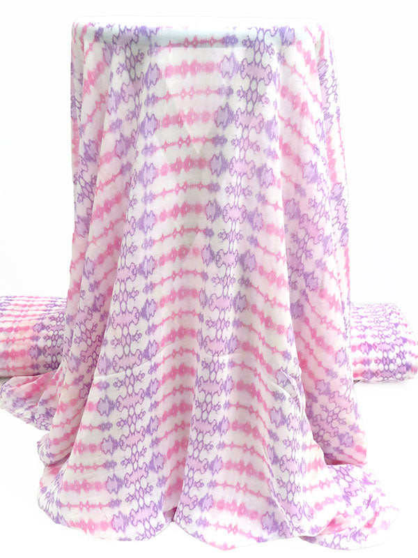 Hot Bubblegum/Lilac/White 100% Polyester Tie-Dye Look Stripe Print Georgette 58W