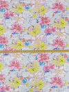 Dusty Lavender/Lemon/Brink Pink/Multi 100% Rayon Painterly Floral Print Gauze 56W