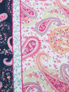 Hot Fruit Punch Pink/Dark Navy/Soft Tangerine/Multi 100% Rayon Double Border Floral Paisley Print Gauze 54W