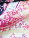 Hot Fruit Punch Pink/Dark Navy/Soft Tangerine/Multi 100% Rayon Double Border Floral Paisley Print Gauze 54W