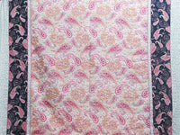 Hot Fruit Punch Pink/Dark Navy/Soft Tangerine/Multi 100% Rayon Double Border Floral Paisley Print Gauze 54W