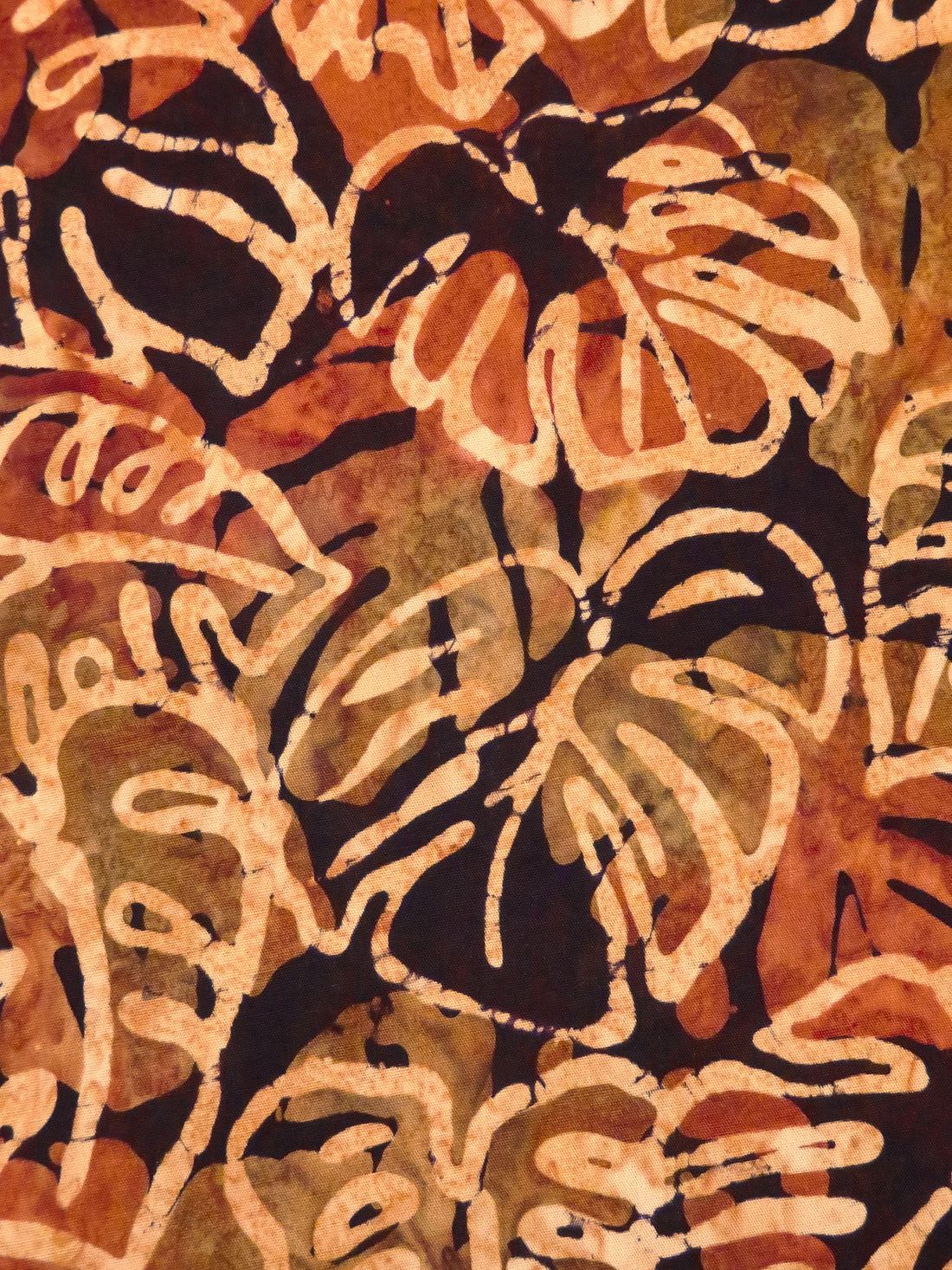 Rust/Midnight Brown/Sandy Brown/Multi 100% Cotton Tropical Leaf Artisan Batiks Jungle Dreams - Robert Kaufman - 44W