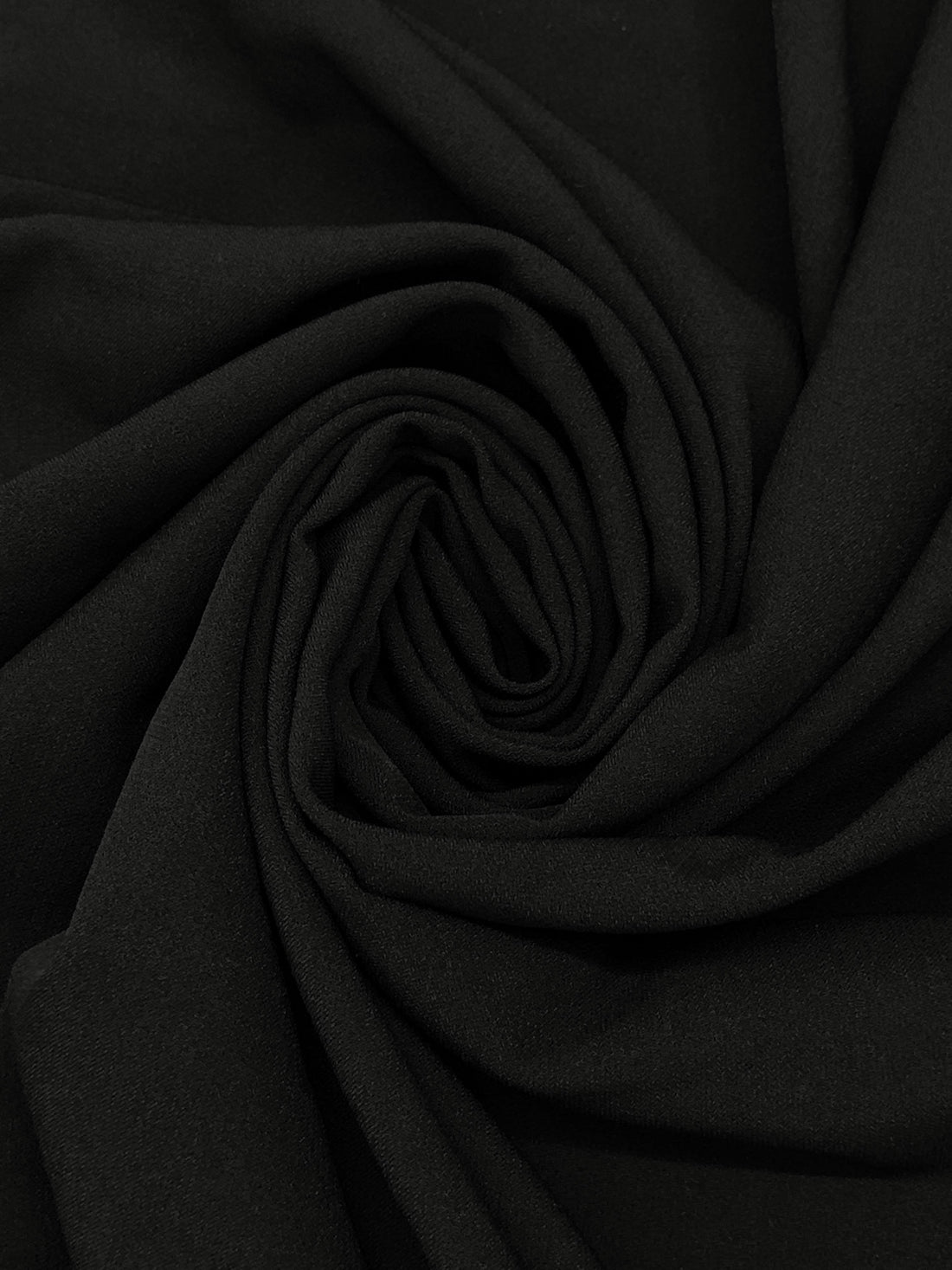 Onyx Black Polyester/Lycra Crepe Stretch Suiting - Famous Dress Designer - 54W