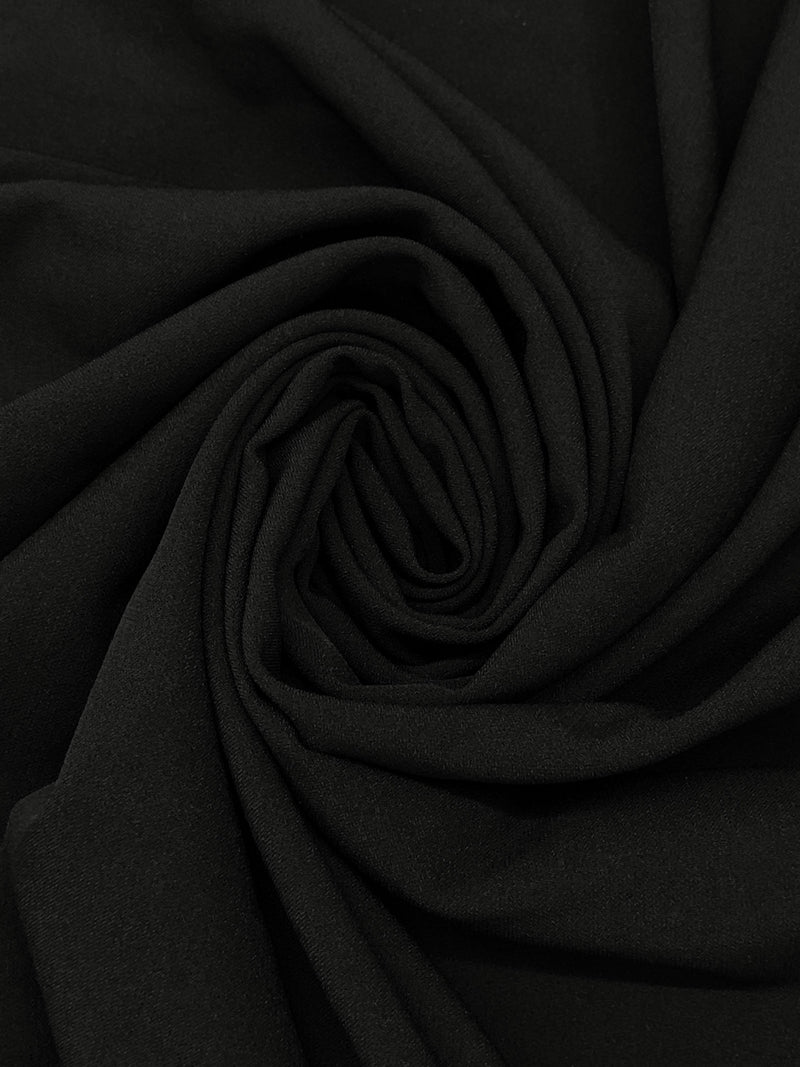 Onyx Black Polyester/Lycra Crepe Stretch Suiting - Famous Dress Designer - 54W