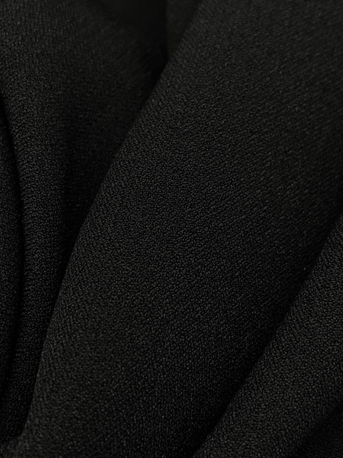 Onyx Black Polyester/Lycra Crepe Stretch Suiting - Famous Dress Designer - 54W