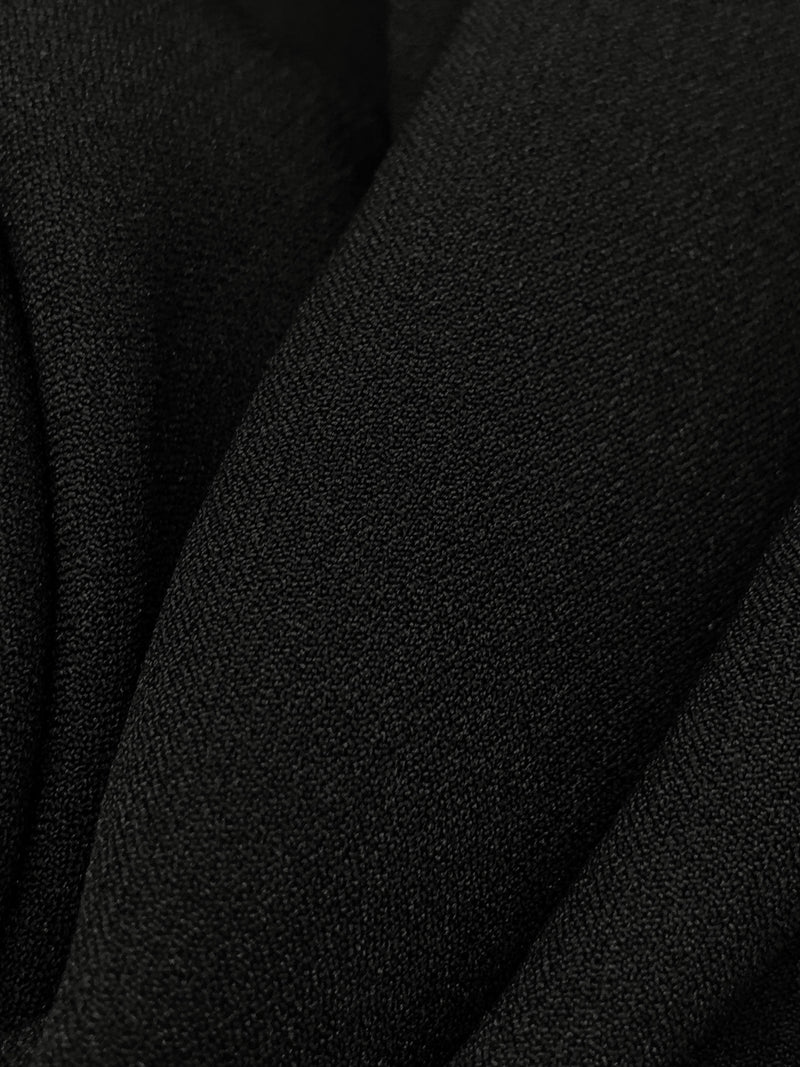 Onyx Black Polyester/Lycra Crepe Stretch Suiting - Famous Dress Designer - 54W