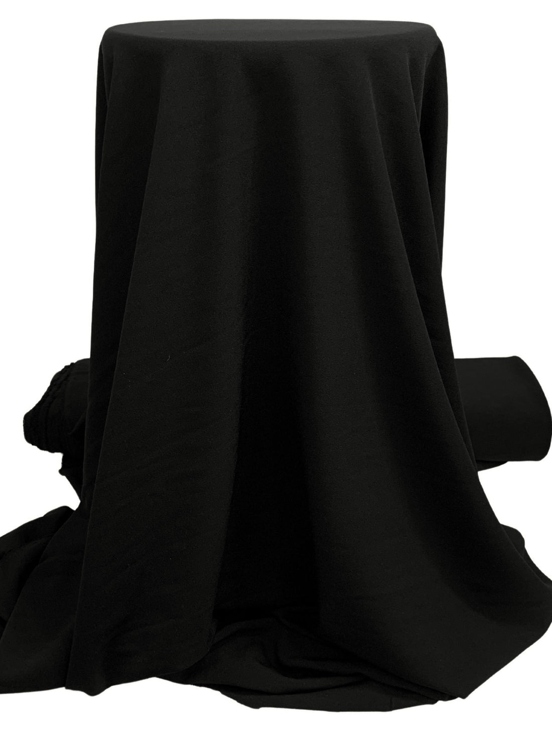 Onyx Black Polyester/Lycra Crepe Stretch Suiting - Famous Dress Designer - 54W