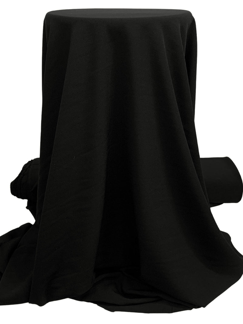 Onyx Black Polyester/Lycra Crepe Stretch Suiting - Famous Dress Designer - 54W