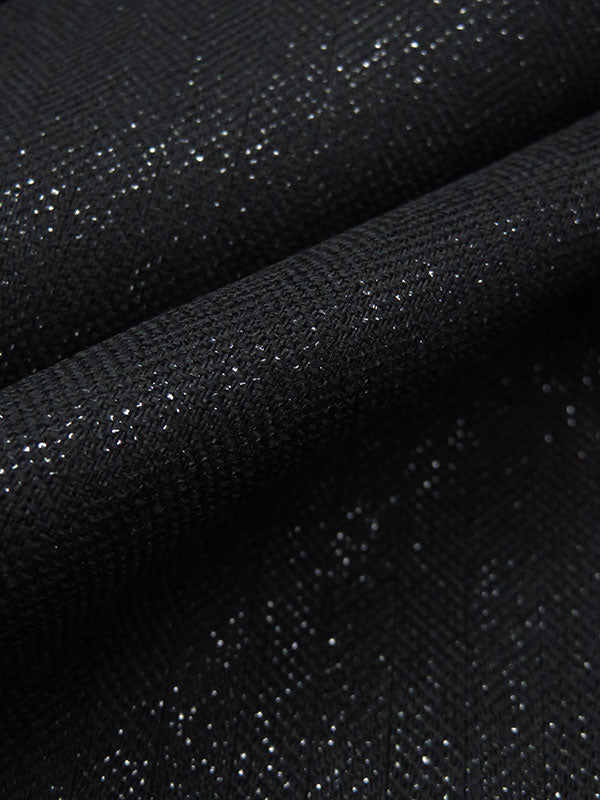 Coal Black Wool/Nylon Shimmer Herringbone Weave Suiting 60W