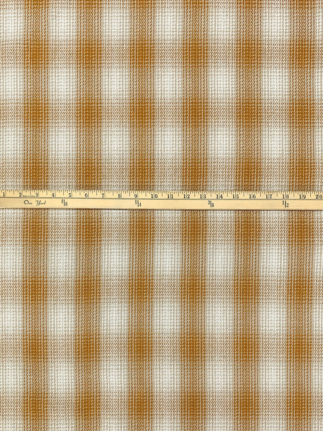 Caramel/Manila/White 100% Cotton Baja Blanket Plaid Weave Woven - Robert Kaufman - 44W