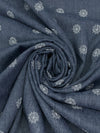 Slate Blue/White Rayon/Polyester Floral Medallion Print Leno Weave Gauze - NY Designer - 58W