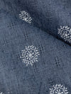 Slate Blue/White Rayon/Polyester Floral Medallion Print Leno Weave Gauze - NY Designer - 58W