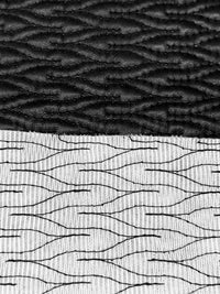 Black 100% Polyurethane Wavy Quilted Faux Leather Coating - NY Designer - 52W