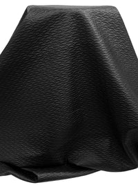 Black 100% Polyurethane Wavy Quilted Faux Leather Coating - NY Designer - 52W
