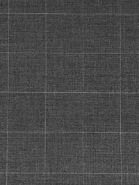 Heathered Charcoal/Soft Gray Wool/Polyester/Spandex Windowpane Plaid Suiting 58W