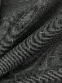 Heathered Charcoal/Soft Gray Wool/Polyester/Spandex Windowpane Plaid Suiting 58W