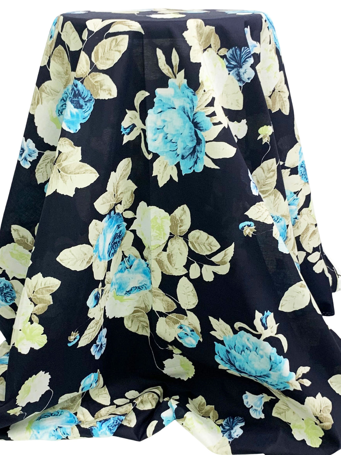 Midnight Navy/Sage/Sky Blue 100% Cotton Floral Print Voile - NY Designer - 55W